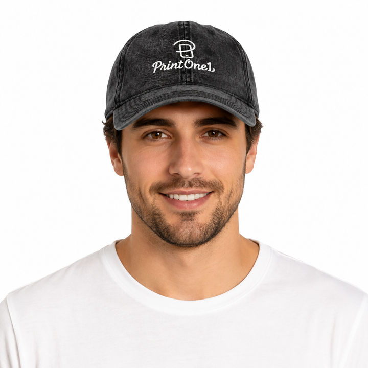 Unstructured six panel cap with washed out character, embroidered accent, black sweatband, and easy gift ready styling today.