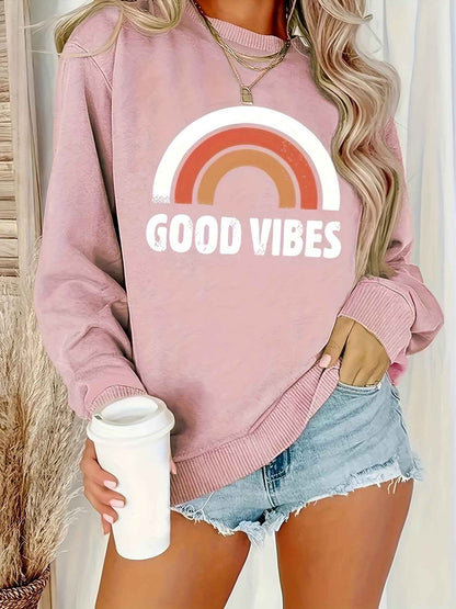 Woman Rainbow Letter Plus Size Sweater