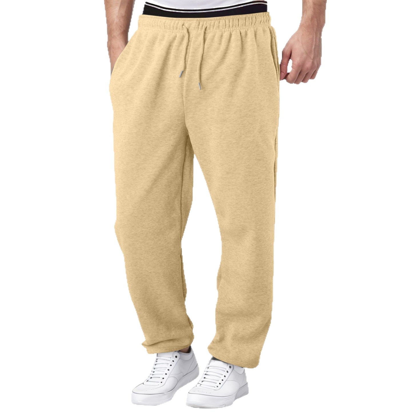 men's winter sweatpants straight leg in navy blue with soft elastic waist for travel, campus walks and chilling  
