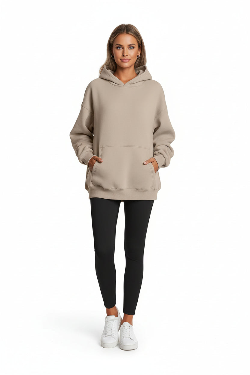 casual oversized women hoodie soft polyester pullover design