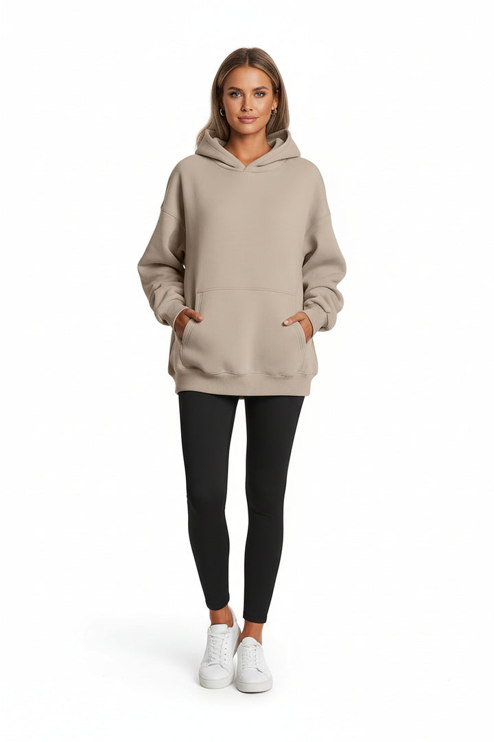 casual oversized women hoodie soft polyester pullover design