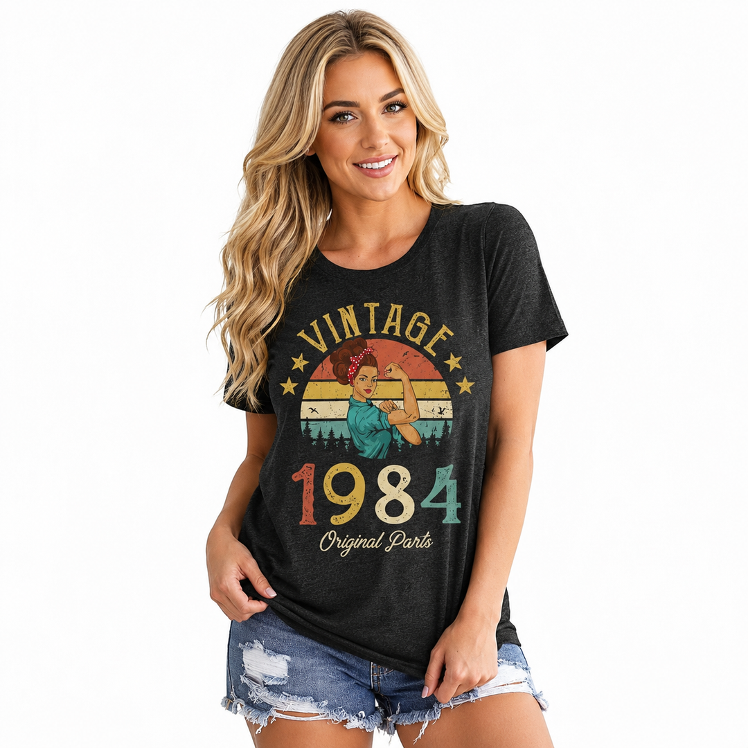 Vintage 1984 Women’s Top - Letter Print Party Tee