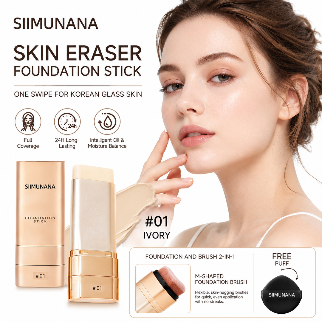 Color changing foundation stick for quick daily makeup touch-ups