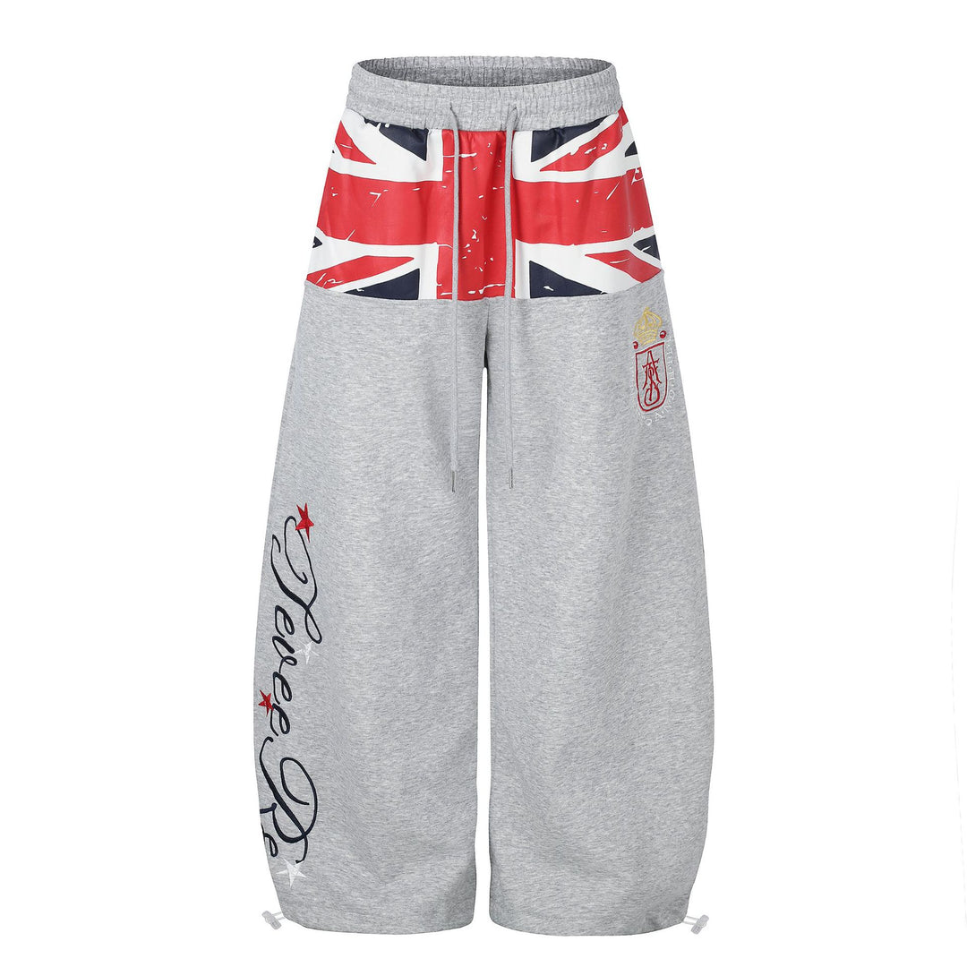 High Waist Wide Leg Sweatpants with Flag Print Graphics