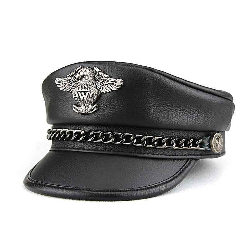 Men’s Harley Motorcycle Hat - Genuine Leather, Retro Punk Style