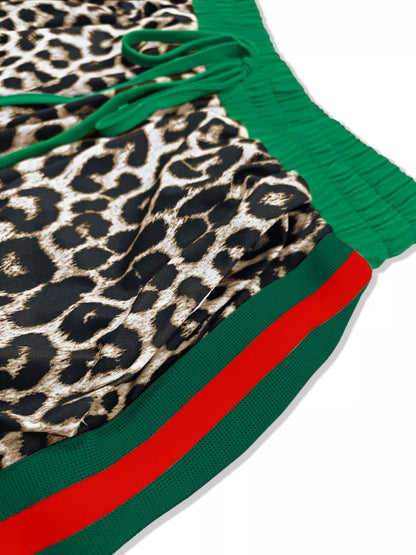 Affordable Women's Leopard Set: Two-Piece Top and Pants for Versatile Outings