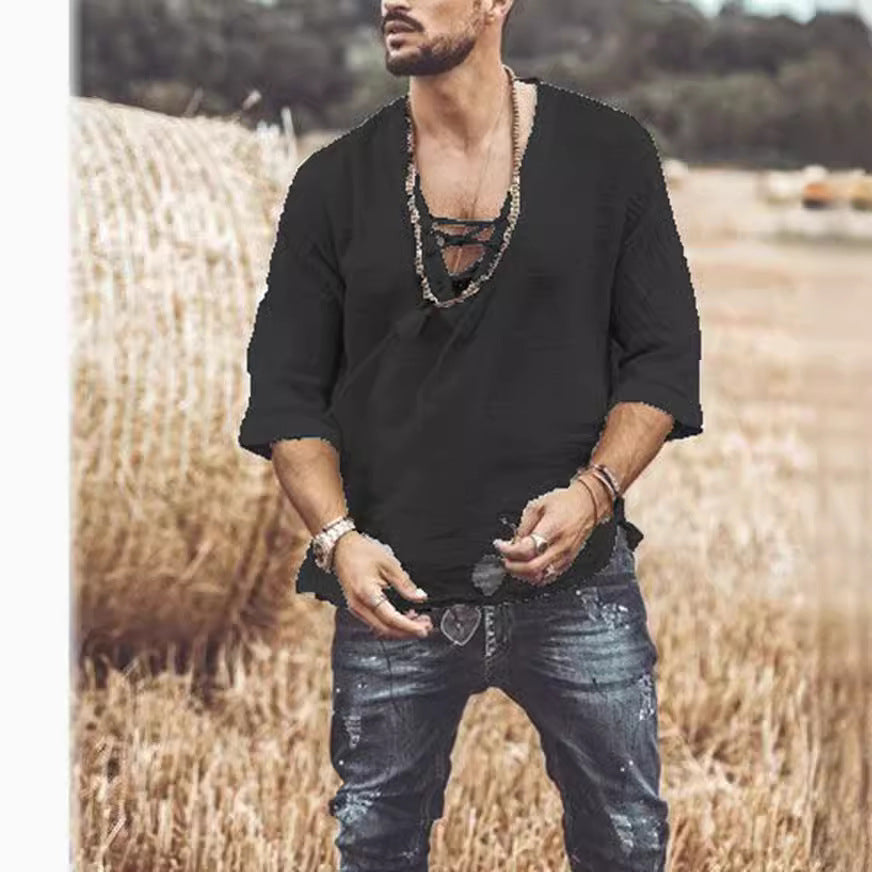 Apricot Lace Up T-Shirt for Men – Unique &amp; Stylish Look