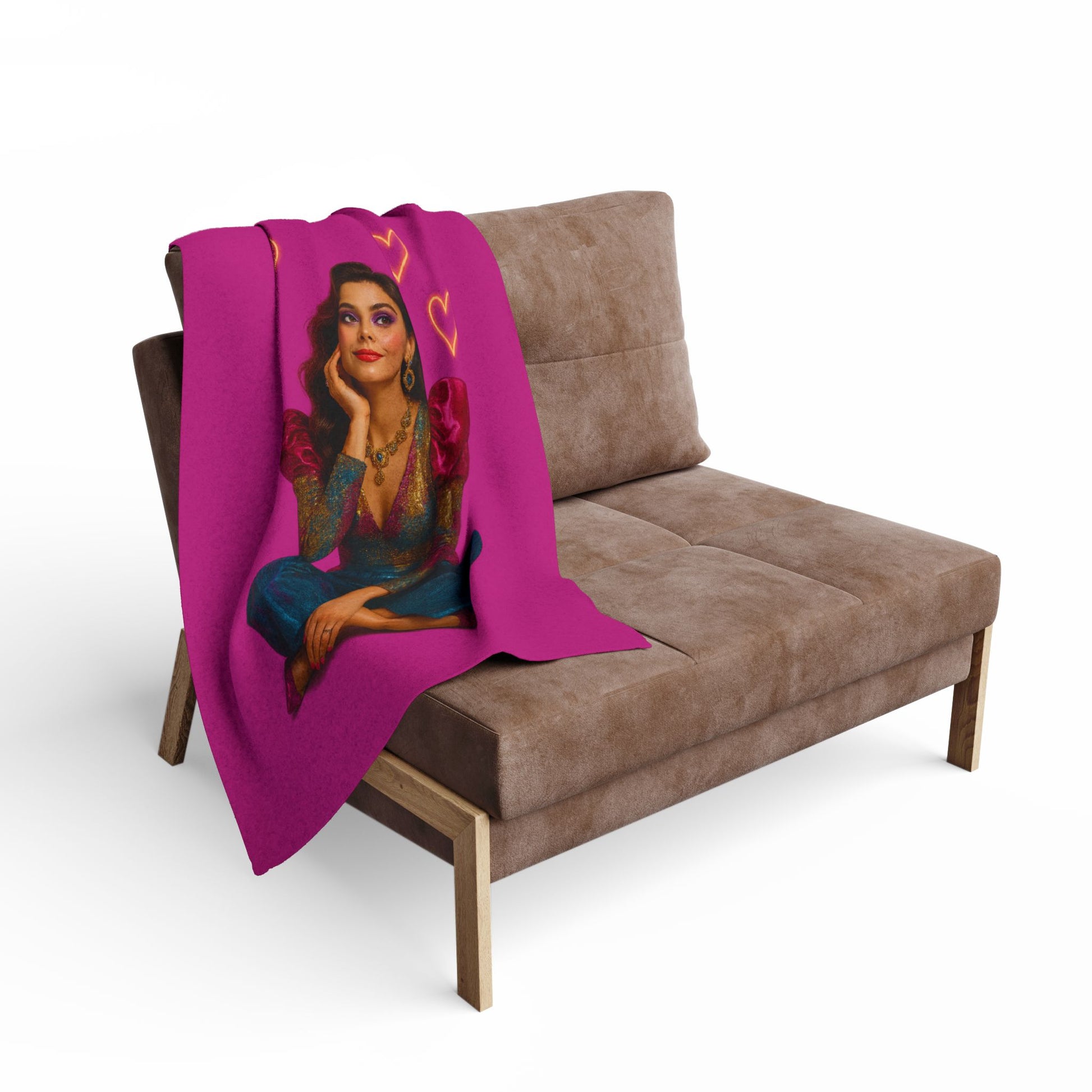 Arctic Fleece Blanket wrapped around smiling woman - chilled evening vibes