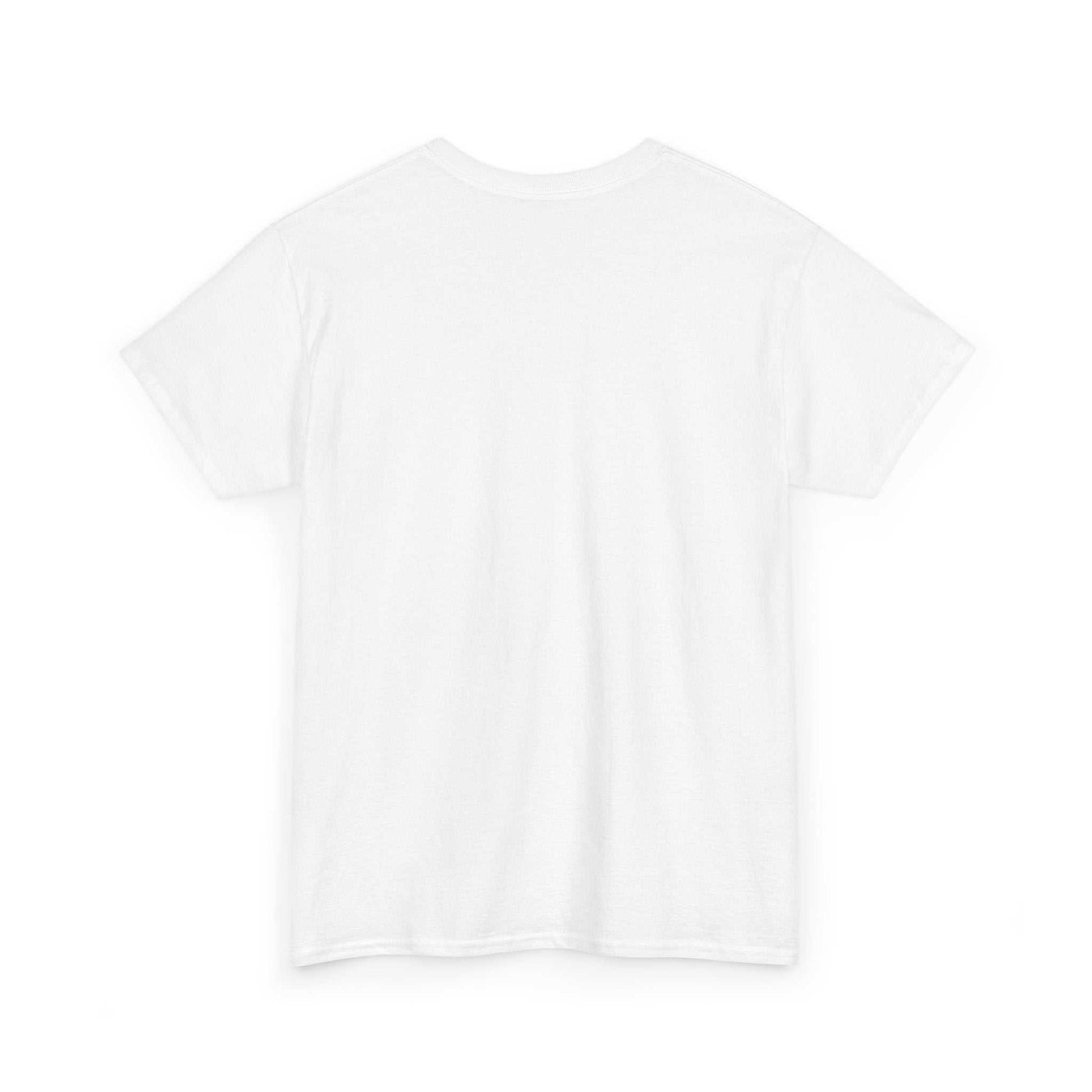 Plain white unisex heavy cotton t-shirt back view