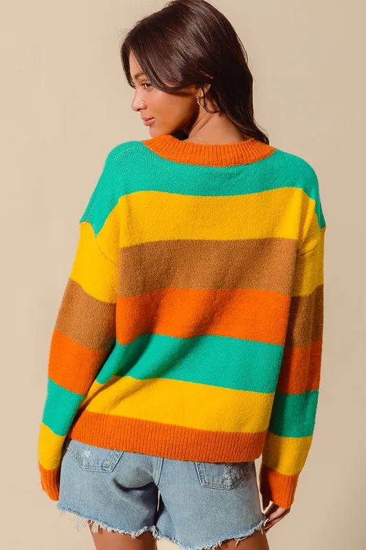 Multi Color Stripe Sweater for Women -Soft Acrylic S–XL