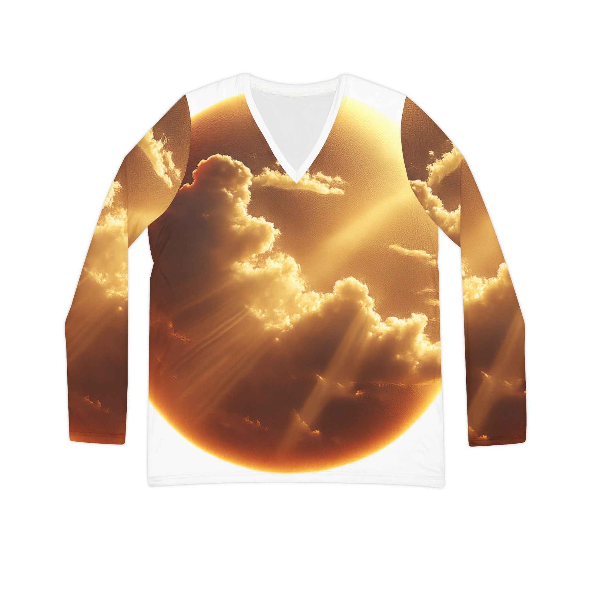 Golden Sunshine Boho V-neck Shirt – Casual Long Sleeve