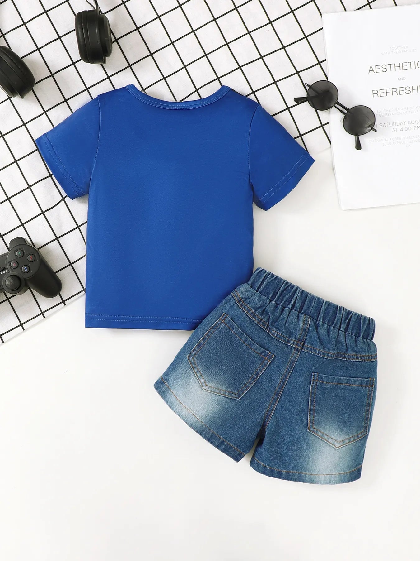Backyard Play Look – Kids Denim Shorts Set, Lifestyle Shot

