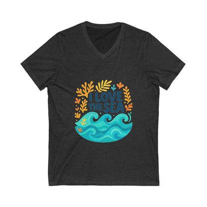 Beach-ready cotton v-neck t-shirt for summer lounging, relaxing, and gifting

