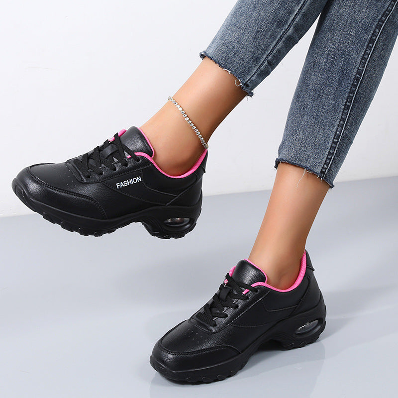 Black Women's Thick Bottom Running Shoes with Rubber Soles for Superior Traction