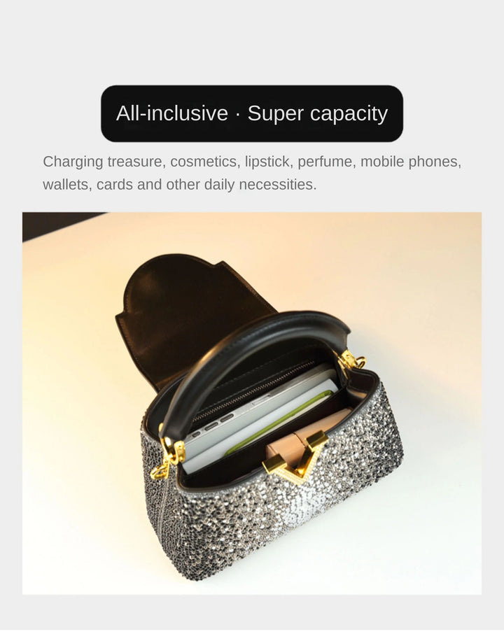 Black genuine leather crossbody bag – lifestyle