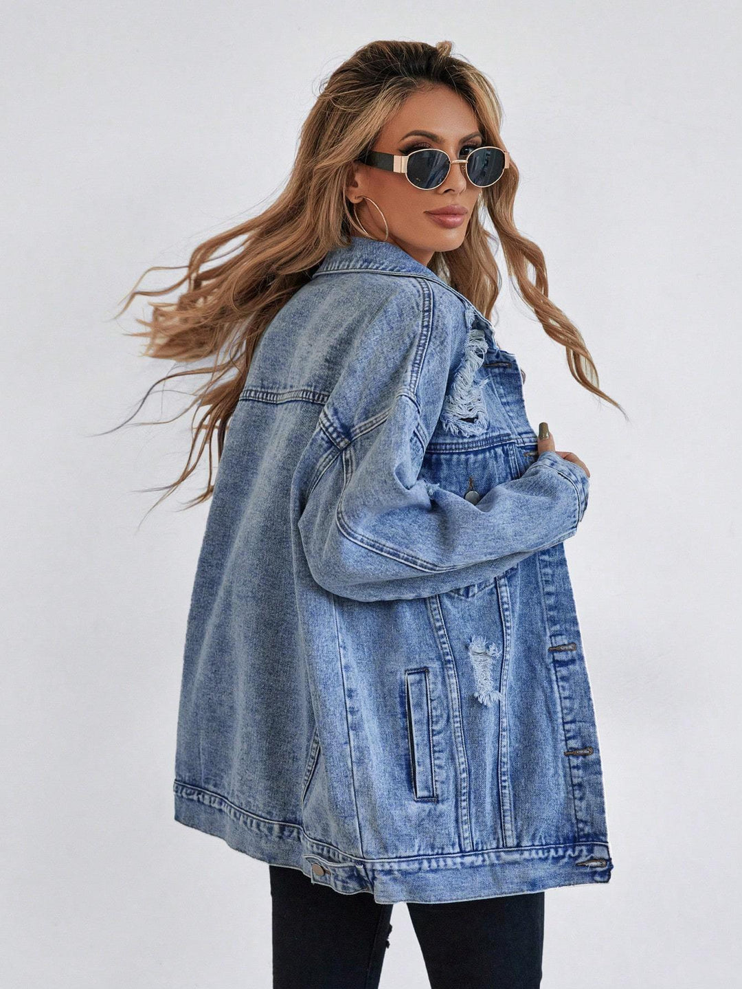Blue denim women’s jacket – back yoke and relaxed fit