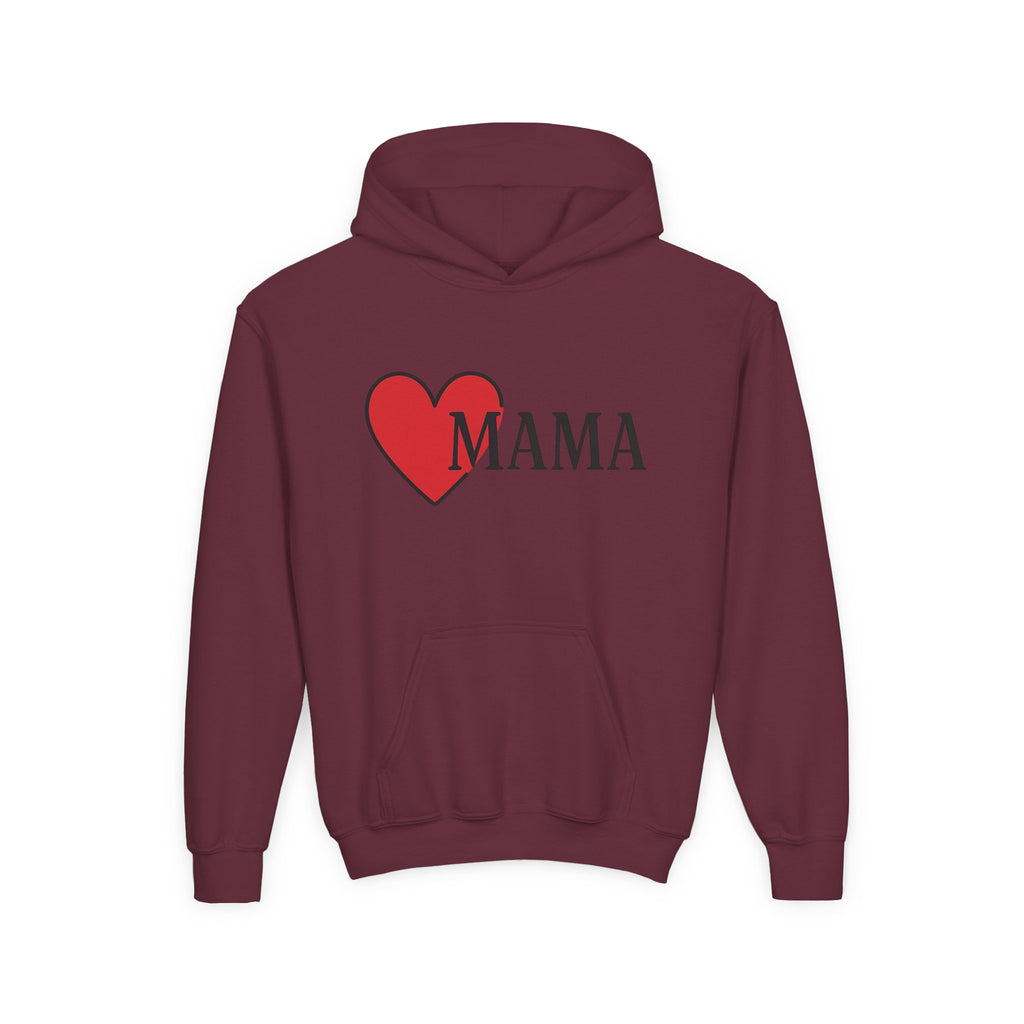 Boy wearing hoodie and gifting card to mom

