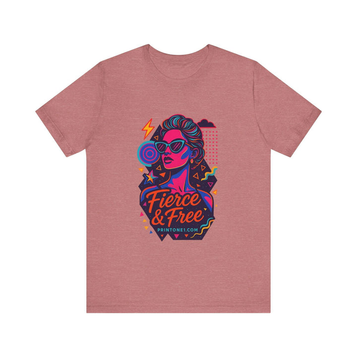 Pink unisex tee with bold colorful graphic and text