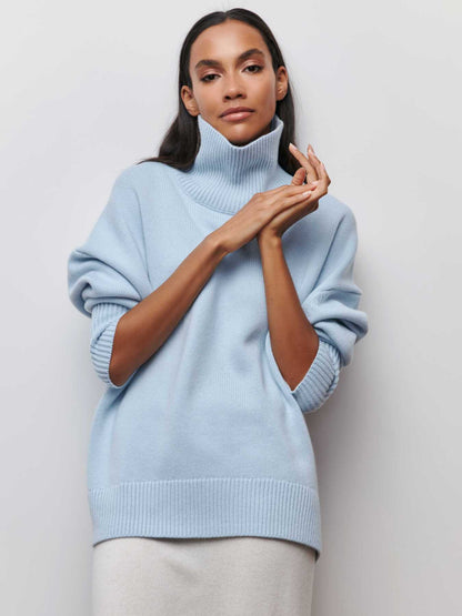Breathable Women’s Winter Turtleneck Sweater – Soft polyester knit