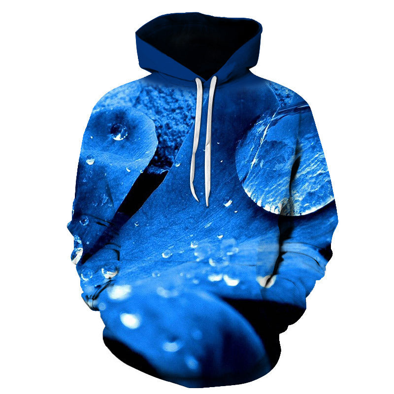 Rose Hoodie with Floral Print and Loose Fit Long Sleeve