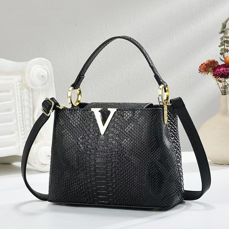 Crossbody Bag in PU with Top Handle and Textured Finish