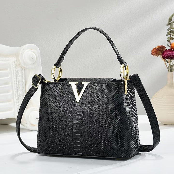 Crossbody Bag in PU with Top Handle and Textured Finish