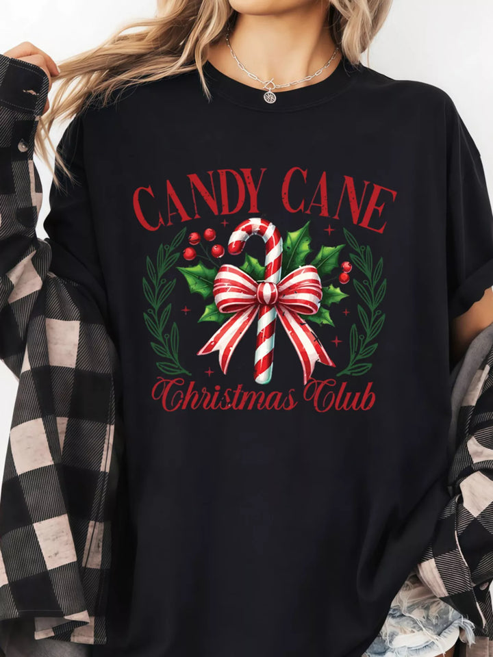 Candy Cane Christmas T Shirt – Cozy Oversized Club Design