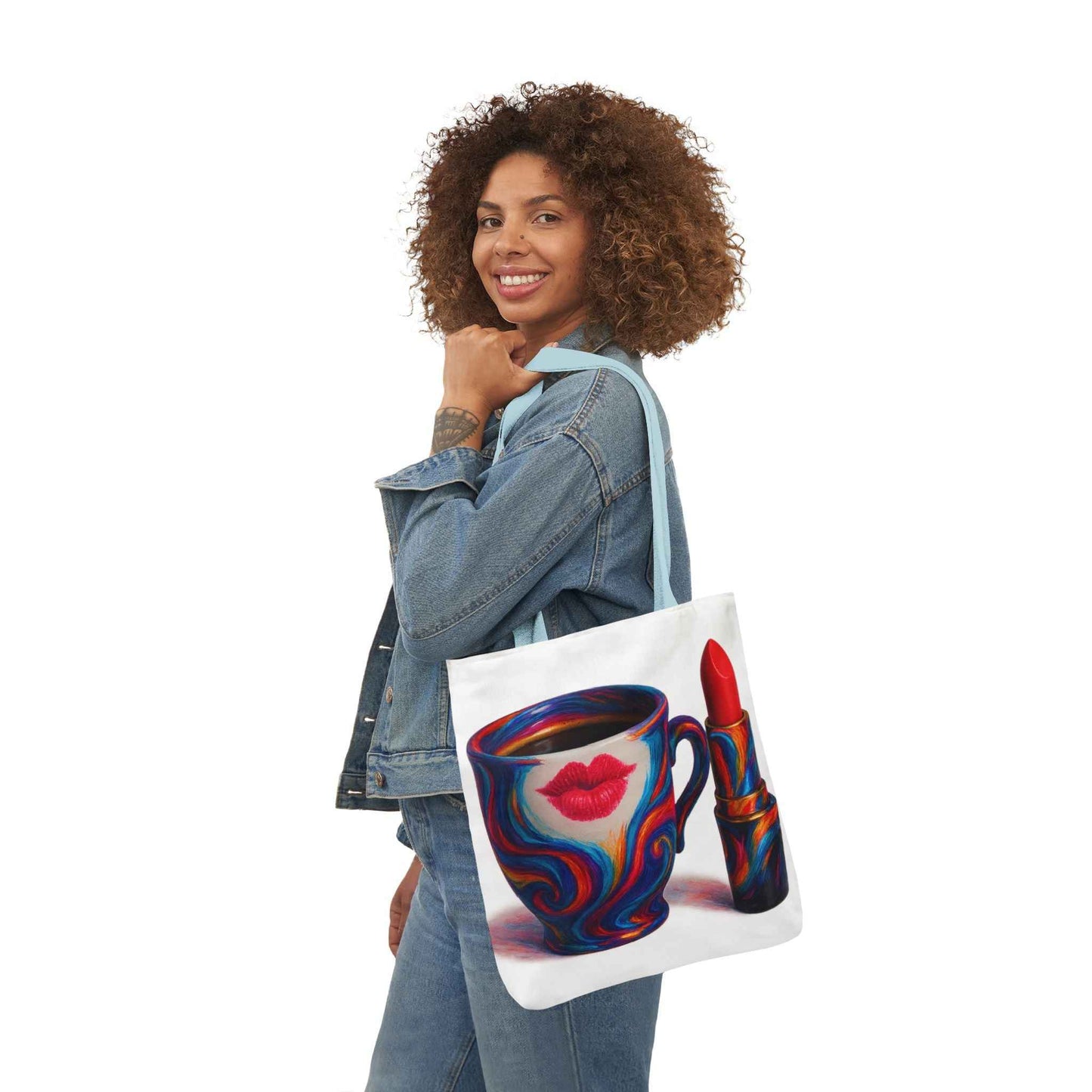 Canvas Tote Bag with 5-Color Straps & Sleek Black Lining