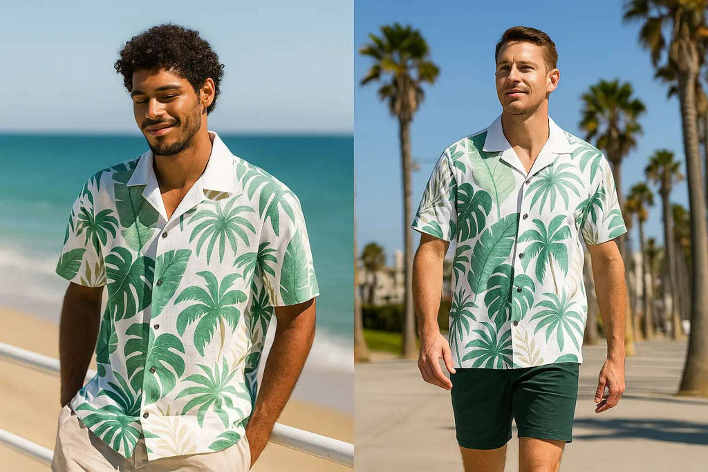 Lightweight vacation shirt for men, perfect for beach getaways and summer cocktails by the shore

