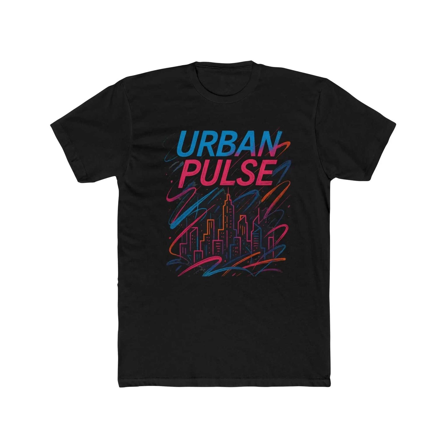 Model in casual shirt walking through downtown streets