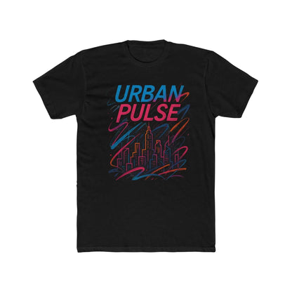 Model in casual shirt walking through downtown streets