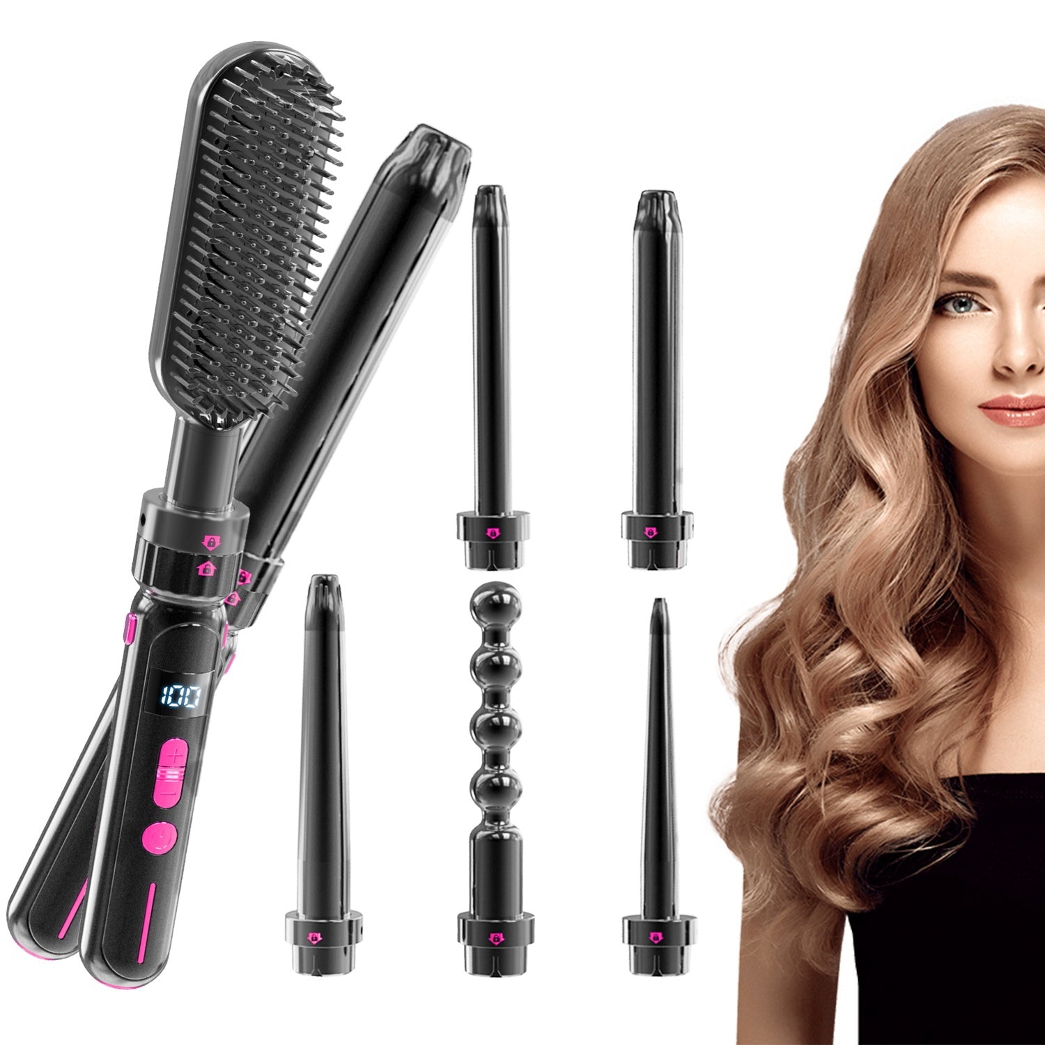 Ceramic curly hair stick – versatile curling and straightening with safety coating