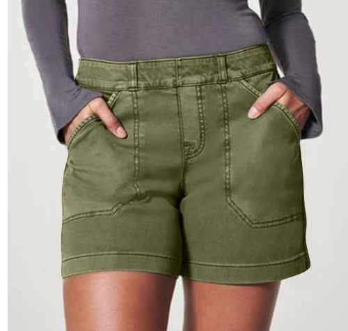 Chic women’s high-waist cotton-linen shorts – S–4XL inclusive sizing


