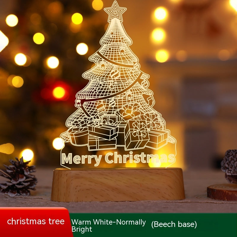 Christmas LED Night Light close-up showcasing crisp 3D acrylic lines
