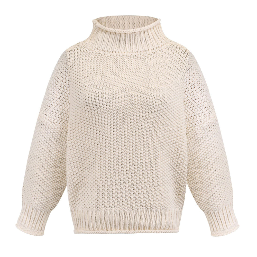 Classic women’s turtleneck pullover sweater – warm thick knit for cold days