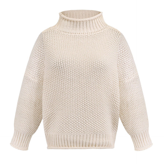Classic women’s turtleneck pullover sweater – warm thick knit for cold days