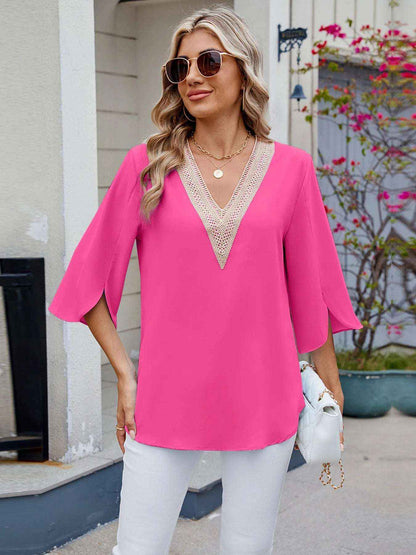 Elegant Lace V-Neck Blouse for Women