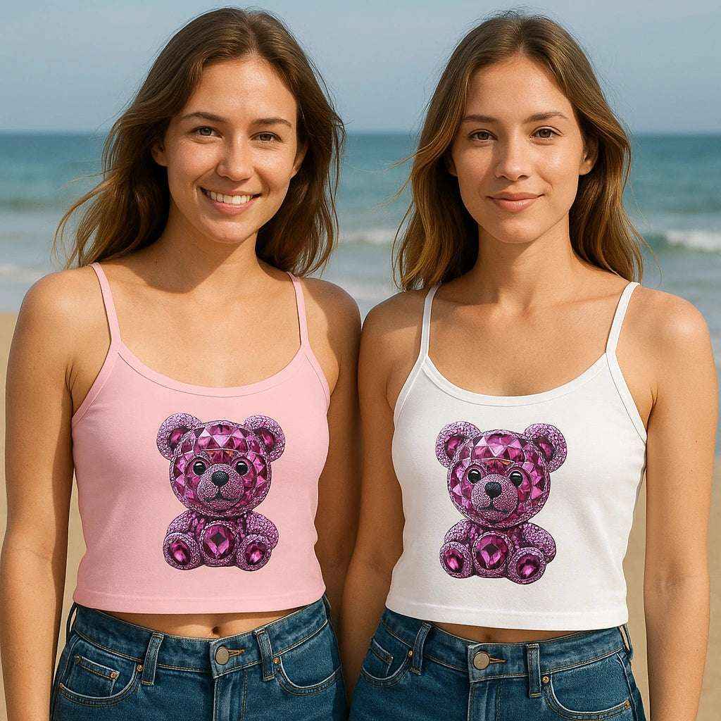 Sparkly Bear Spaghetti Strap Tank – Cute Summer Gift