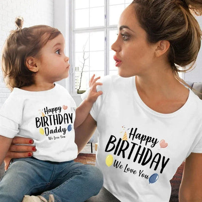 Close-up of Happy Birthday Daddy shirt graphic – crisp colors on soft polyester
