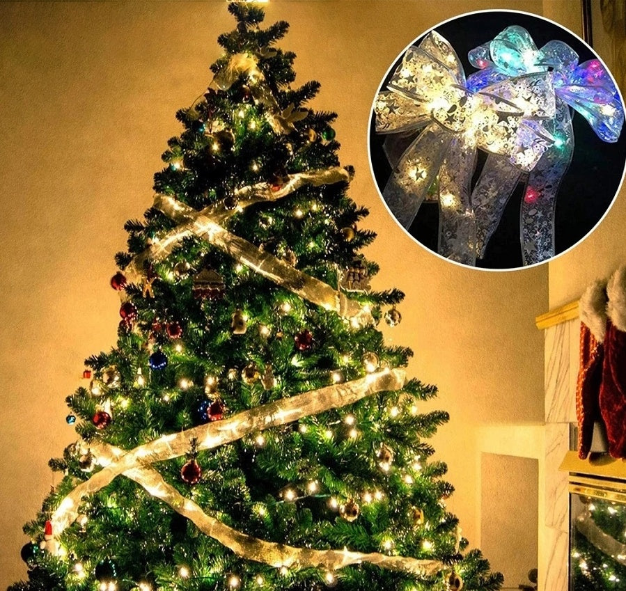 Close-up of cloth fairy lights ribbon – flexible, safe, ready to shape

