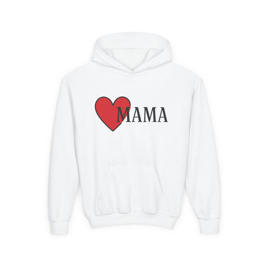 Close-up of heartwarming Mama design on pink hoodie

