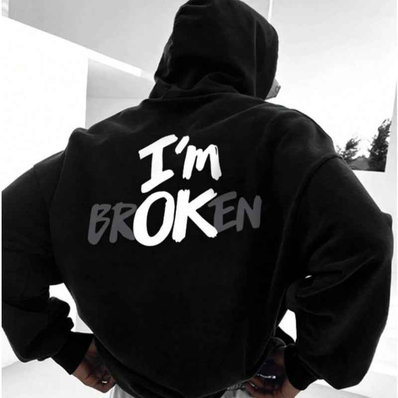I'm OK" 3D Hoodie – Bold Black Streetwear Style