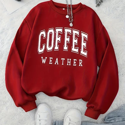 Coffee Weather Sweatshirt Women back view showing regular length pullover design