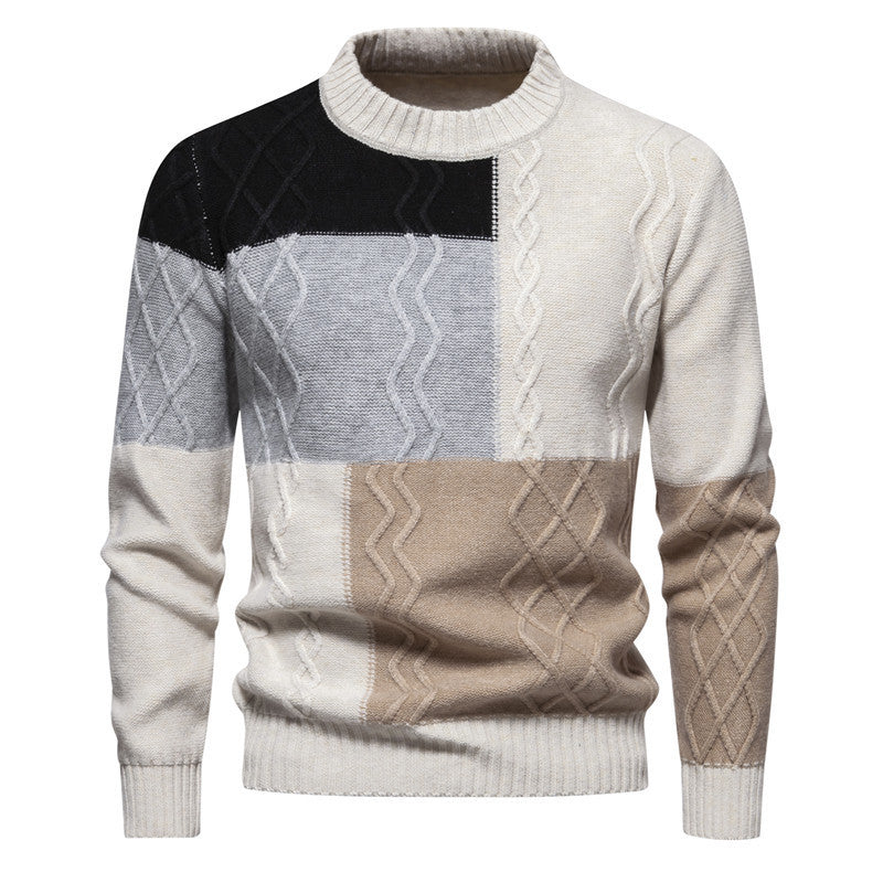 Color-block Crew Neck Knitwear For Men – Flat lay texture focus