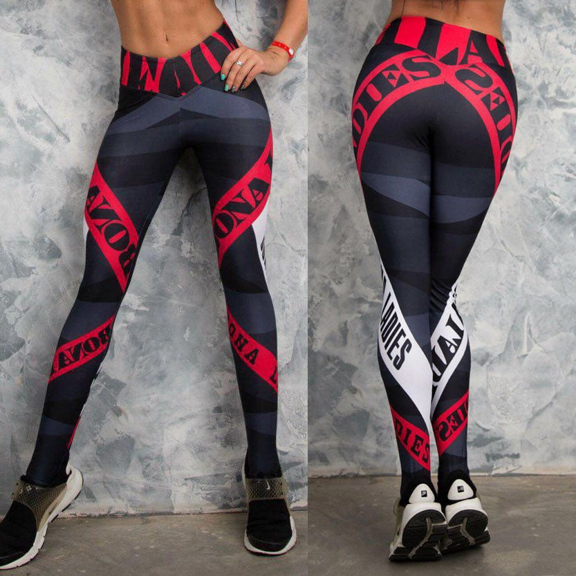 Colorful Letter Print Yoga Leggings – Squat-Ready Fit

