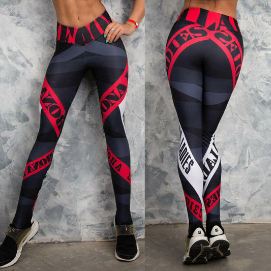 Colorful Letter Print Yoga Leggings – Squat-Ready Fit

