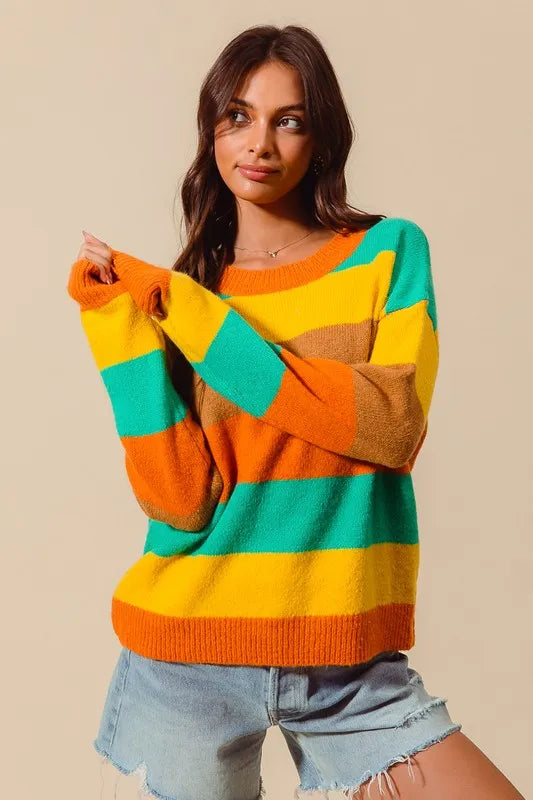 Multi Color Stripe Sweater for Women -Soft Acrylic S–XL