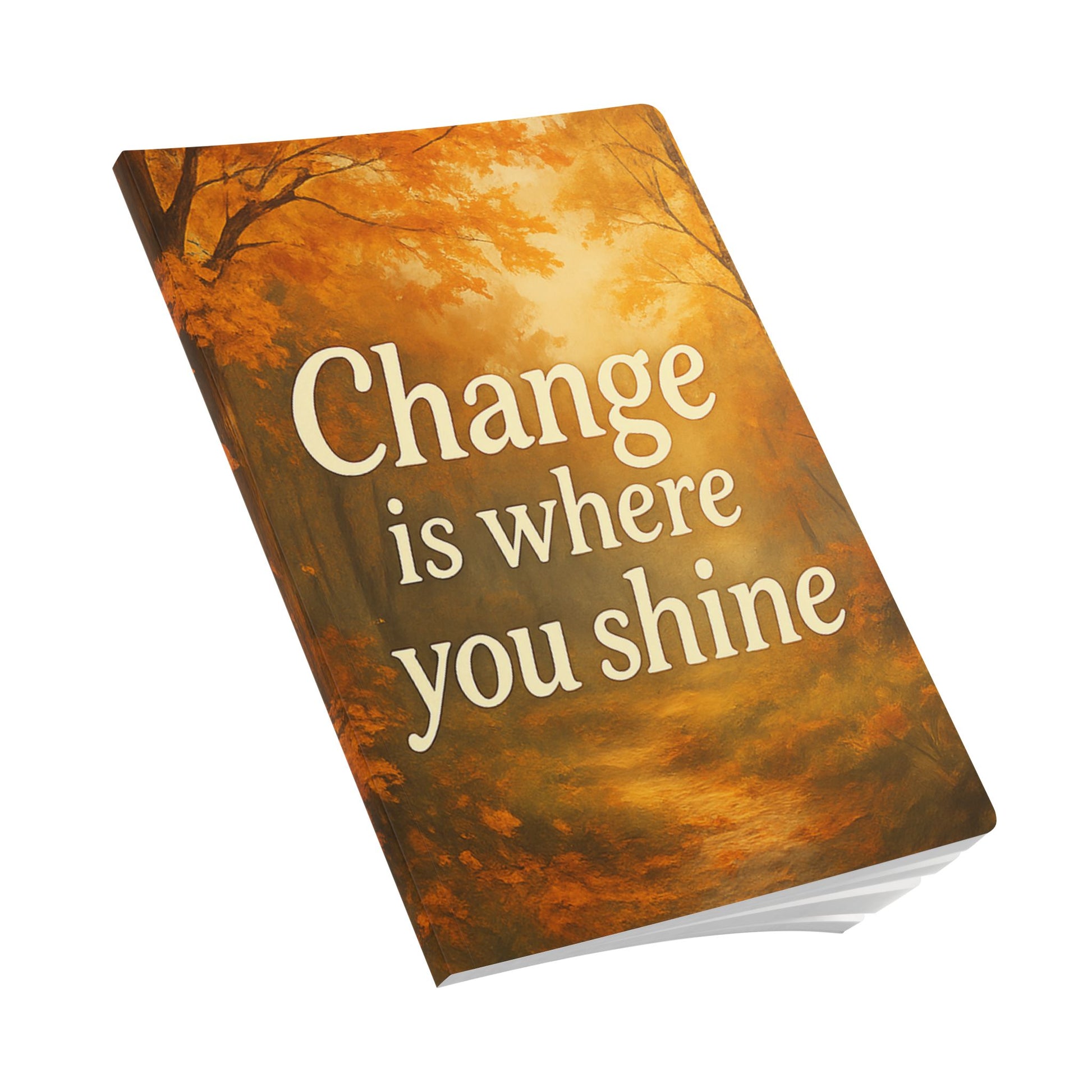 Compact inspirational journal with rounded corners and satin cover