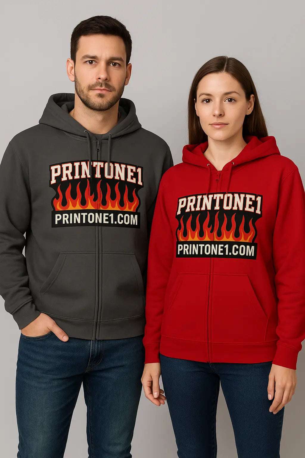 Unisex hoodie with bold flame print, ideal birthday gift

