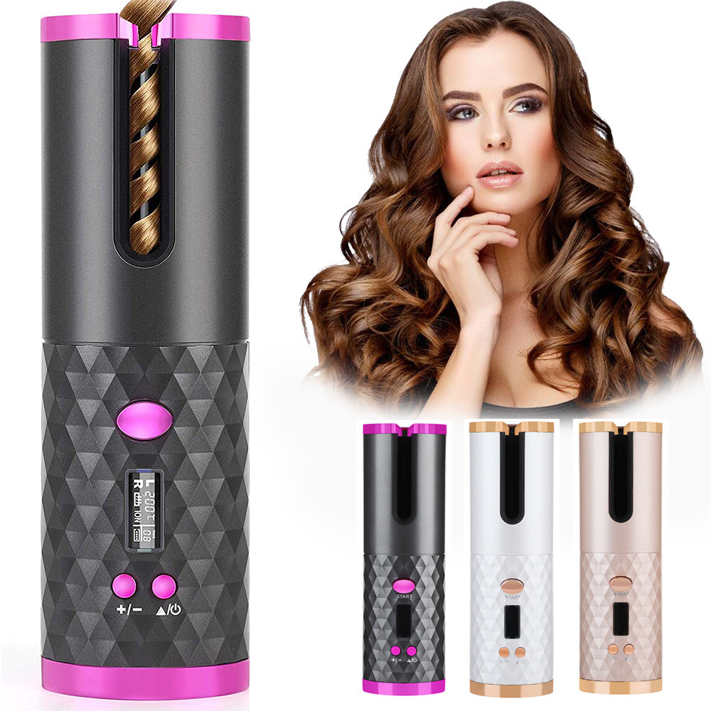 Rechargeable Ceramic Automatic Hair Curler with LCD